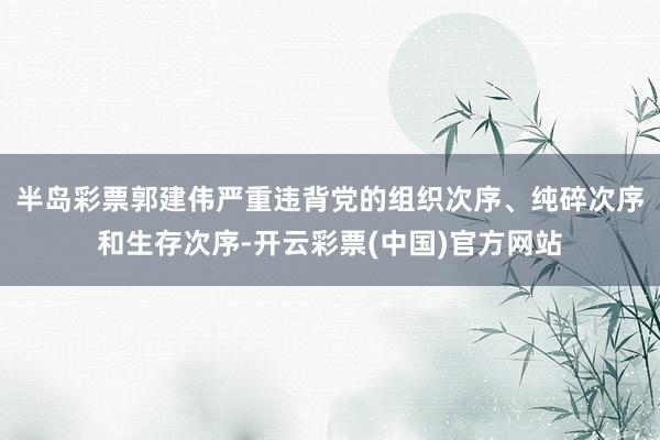 半岛彩票　　郭建伟严重违背党的组织次序、纯碎次序和生存次序-开云彩票(中国)官方网站